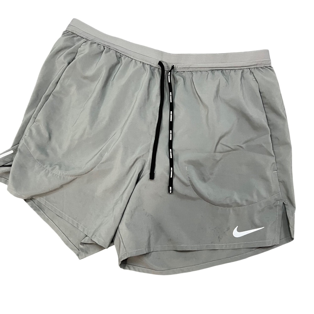 Nike Dri-FIT Mens Gray 5" Inseam Running Shorts Large Stride Flex Stretch Lined